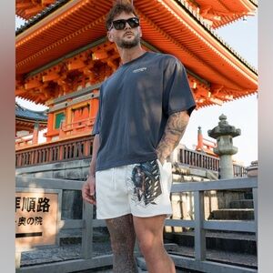 YoungLa X Attack On Titan, wings of freedom mesh shorts